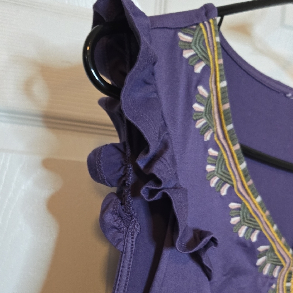 Purple Sleeveless Dress with Embroidery - Picture 3 of 3